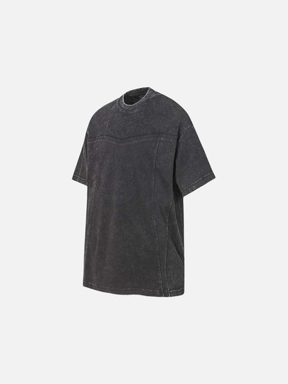 DAXUEN Relaxed-fit mock neck t-shirt with textured panel