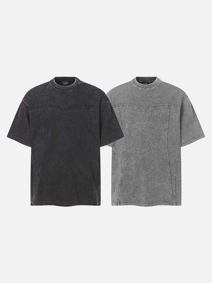 DAXUEN Relaxed-fit mock neck t-shirt with textured panel