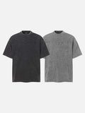 DAXUEN Relaxed-fit mock neck t-shirt with textured panel