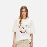 DAXUEN Oversized Playful Puppy Graphic Tee
