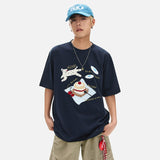 DAXUEN Oversized Playful Puppy Graphic Tee