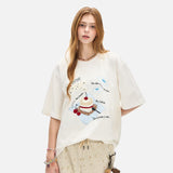 DAXUEN Oversized Playful Puppy Graphic Tee