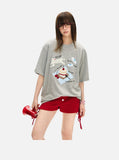 DAXUEN Oversized Playful Puppy Graphic Tee