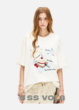 DAXUEN Oversized Playful Puppy Graphic Tee
