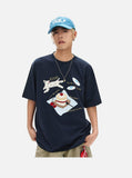 DAXUEN Oversized Playful Puppy Graphic Tee