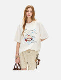 DAXUEN Oversized Playful Puppy Graphic Tee
