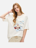 DAXUEN Oversized Playful Puppy Graphic Tee