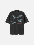 DAXUEN faded black eagle graphic t-shirt