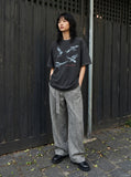 DAXUEN faded black eagle graphic t-shirt — model photo