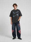 DAXUEN faded black eagle graphic t-shirt — model photo