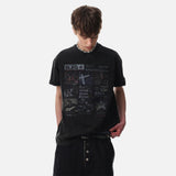 DAXUEN Faded black graphic t-shirt with multi-panel print