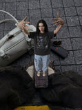 DAXUEN Faded Black Graphic T-Shirt | DAXUEN — model photo