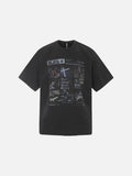 DAXUEN Faded black graphic t-shirt with multi-panel print