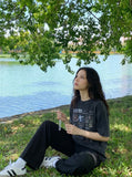 DAXUEN Faded Black Graphic T-Shirt | DAXUEN — model photo