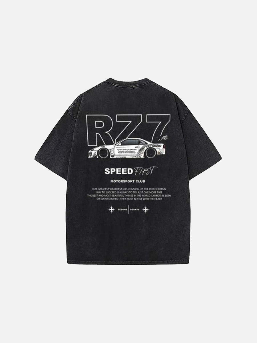 DAXUEN Men's oversized short-sleeved faded black t-shirt