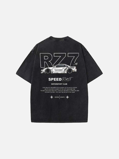 DAXUEN Men's oversized short-sleeved faded black t-shirt