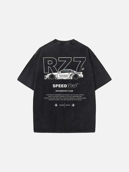 DAXUEN Men's oversized short-sleeved faded black t-shirt