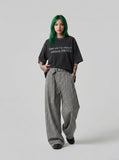 DAXUEN faded black text graphic oversized t-shirt — model photo