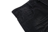 DAXUEN faded black wide-leg denim shorts