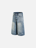 DAXUEN faded black wide-leg denim shorts