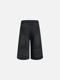 DAXUEN faded black wide-leg denim shorts