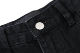 DAXUEN faded black wide-leg denim shorts
