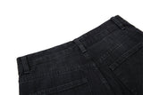 DAXUEN faded black wide-leg denim shorts