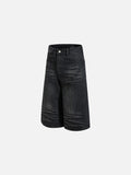 DAXUEN faded black wide-leg denim shorts