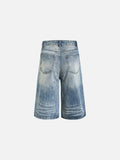 DAXUEN faded black wide-leg denim shorts