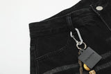 DAXUEN faded black wide-leg denim jeans with charm