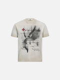 DAXUEN faded black winged angel graphic t-shirt
