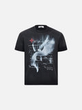 DAXUEN faded black winged angel graphic t-shirt