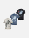 DAXUEN faded black winged angel graphic t-shirt