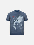 DAXUEN faded black winged angel graphic t-shirt