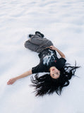 DAXUEN faded black winged angel graphic t-shirt — model photo