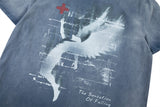 DAXUEN faded black winged angel graphic t-shirt