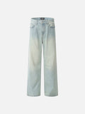 DAXUEN light blue faded bleached wide-leg jeans
