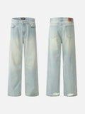 DAXUEN light blue faded bleached wide-leg jeans