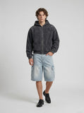 DAXUEN Light blue denim cargo shorts with multiple pockets — model photo