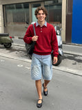 DAXUEN Light blue denim cargo shorts with multiple pockets — model photo