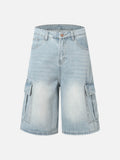 DAXUEN Light blue denim cargo shorts with multiple pockets