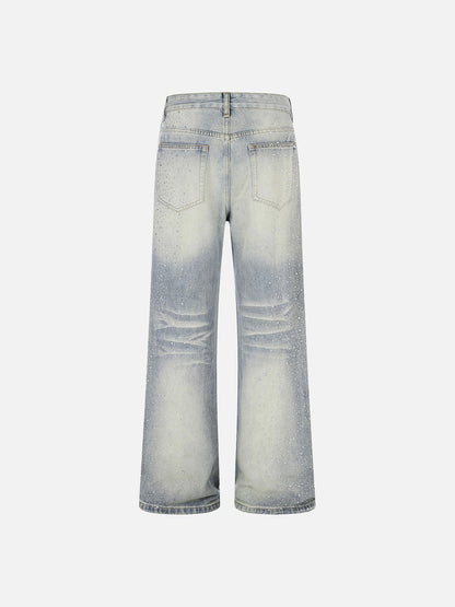 DAXUEN Light blue wide-leg denim jeans with studs
