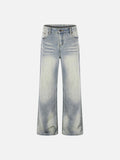 DAXUEN Light blue wide-leg denim jeans with studs