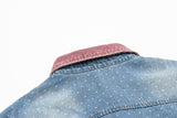 DAXUEN light blue denim with bold embroidery short-sleeved shirt