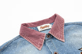 DAXUEN light blue denim with bold embroidery short-sleeved shirt