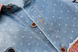 DAXUEN light blue denim with bold embroidery short-sleeved shirt