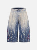 DAXUEN faded blue gradient wide-leg denim culottes