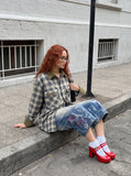 DAXUEN faded blue gradient wide-leg denim culottes — model photo