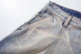 DAXUEN faded blue gradient wide-leg denim culottes