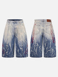DAXUEN faded blue gradient wide-leg denim culottes